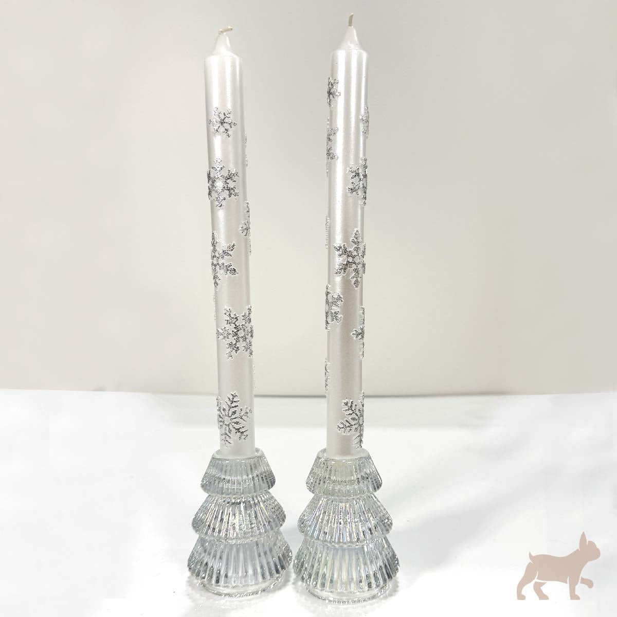 Set porta vela pino con velas