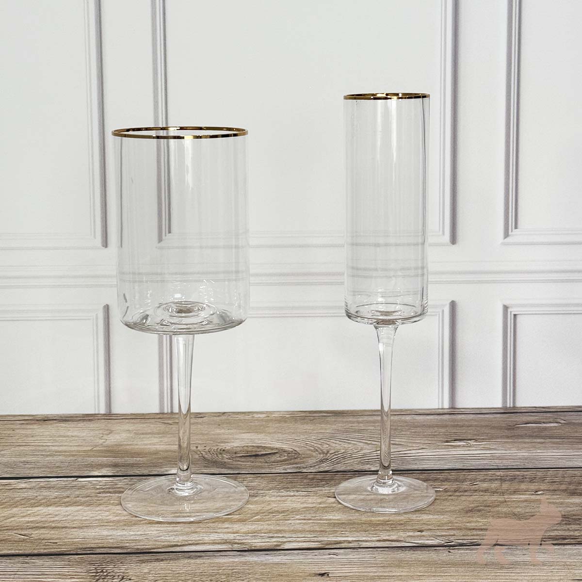 Set 2 copas de cristal borde oro