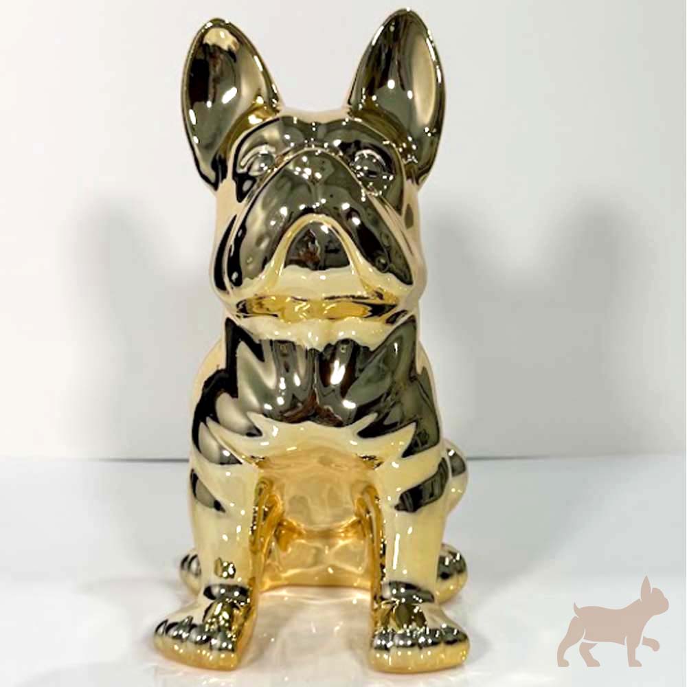 Frenchie de cerámica oro