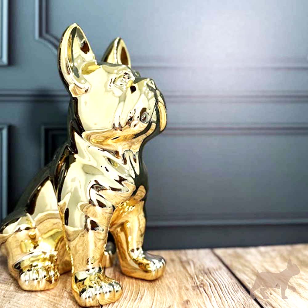 Frenchie de cerámica oro