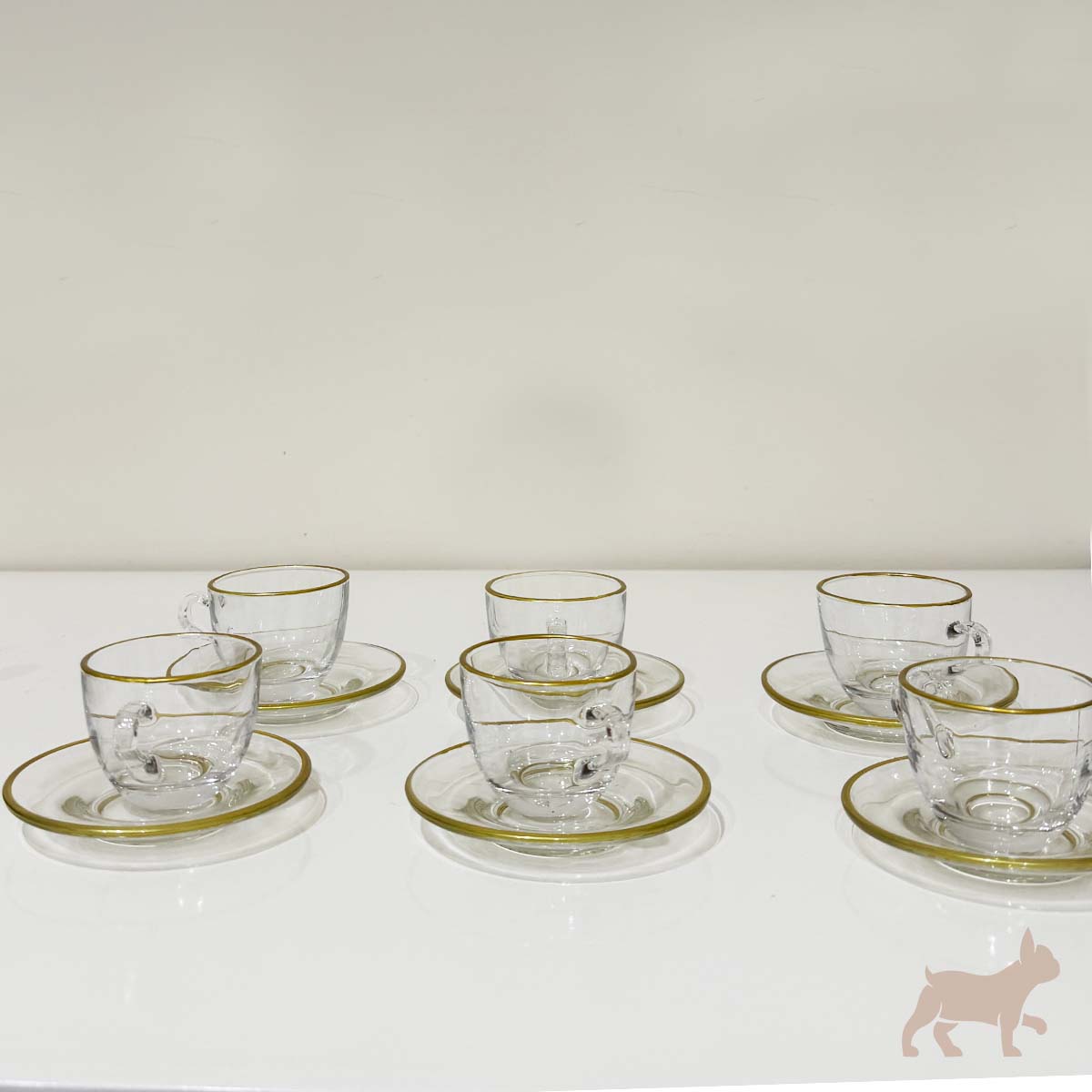 Set 6 tazas con plato borde oro