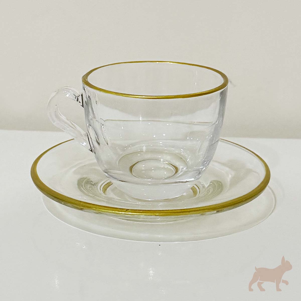 Set 6 tazas con plato borde oro