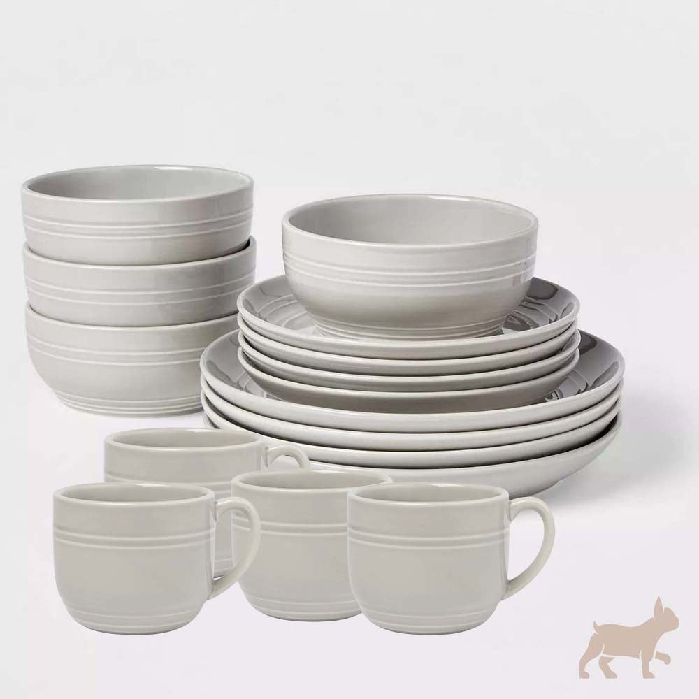 Set 16 piezas vajilla gris