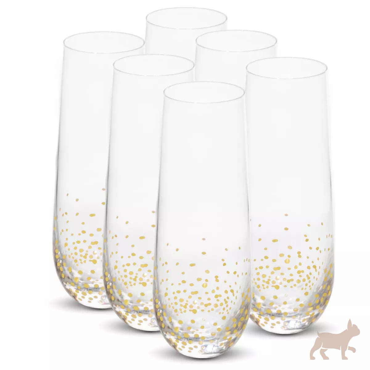 Set 6 vasos confetti oro