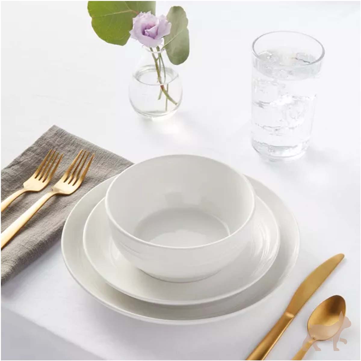 Set 12 piezas vajilla blanca