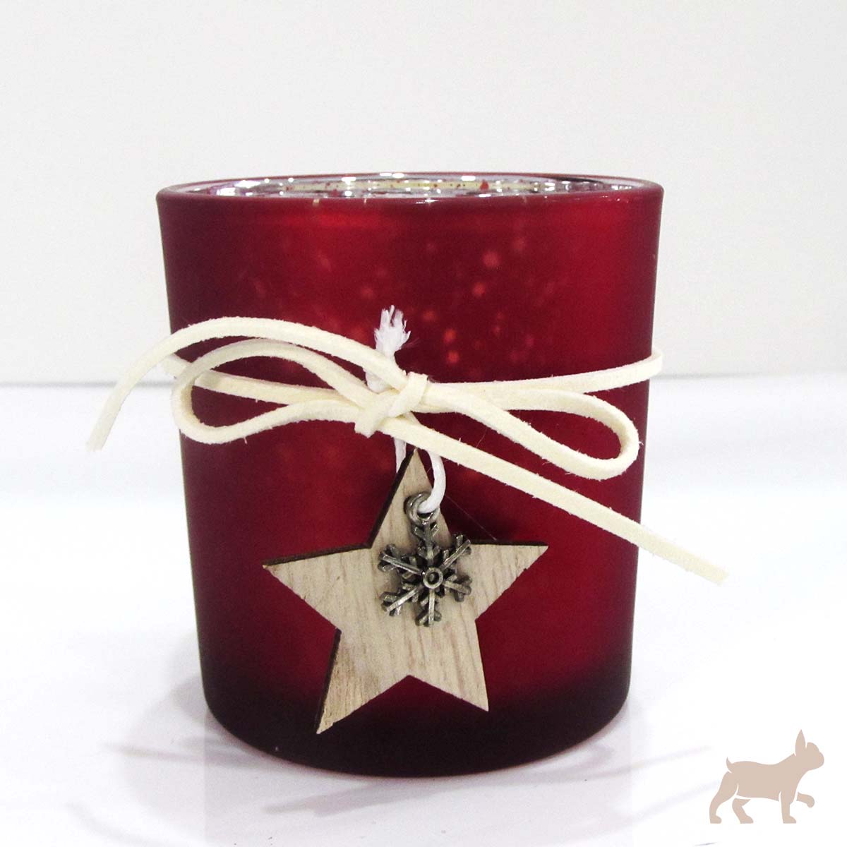 Set 2 Porta Vela Navidad con vela candy cane