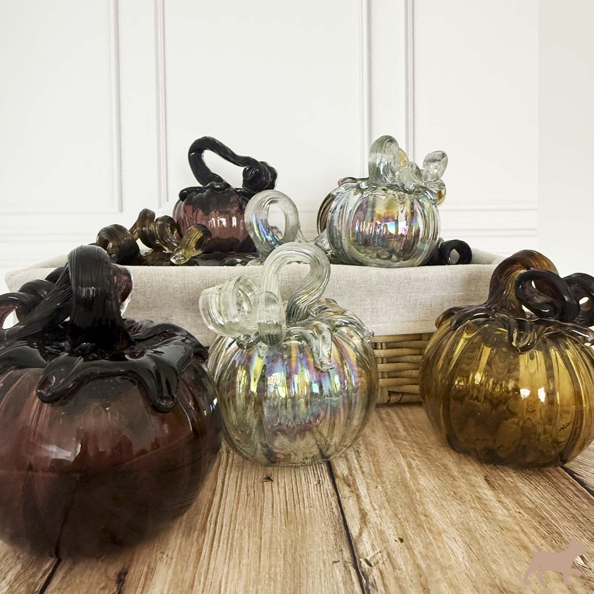 Kit de 3 Calabazas de Vidrio Soplado color ambar