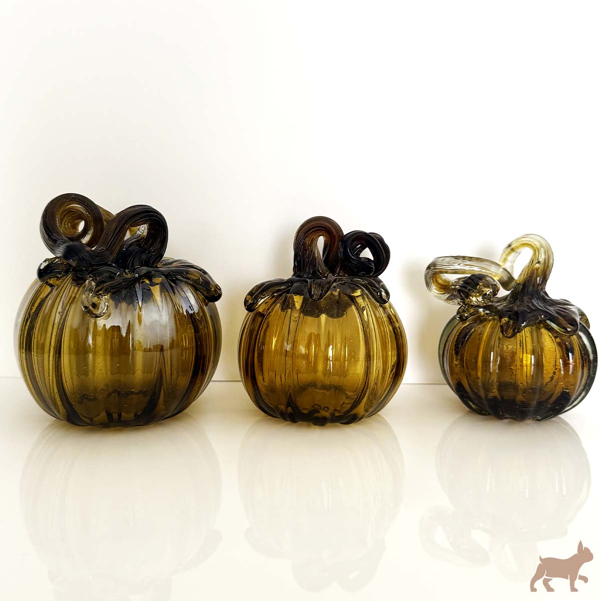 Kit de 3 Calabazas de Vidrio Soplado color ambar