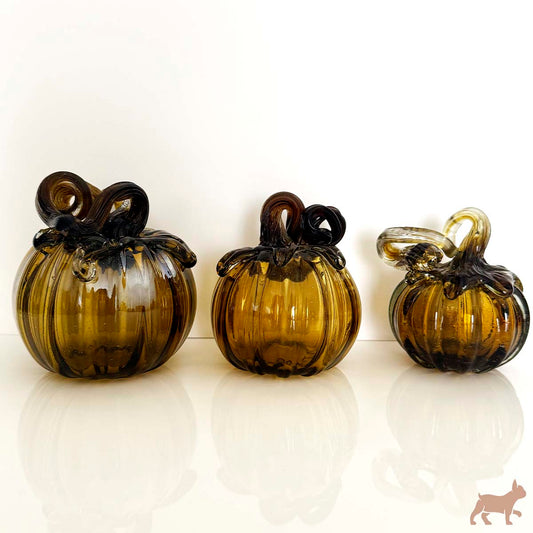 Kit de 3 Calabazas de Vidrio Soplado color ambar