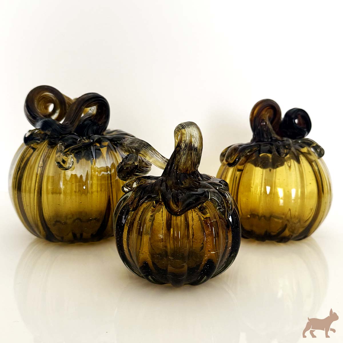 Kit de 3 Calabazas de Vidrio Soplado color ambar