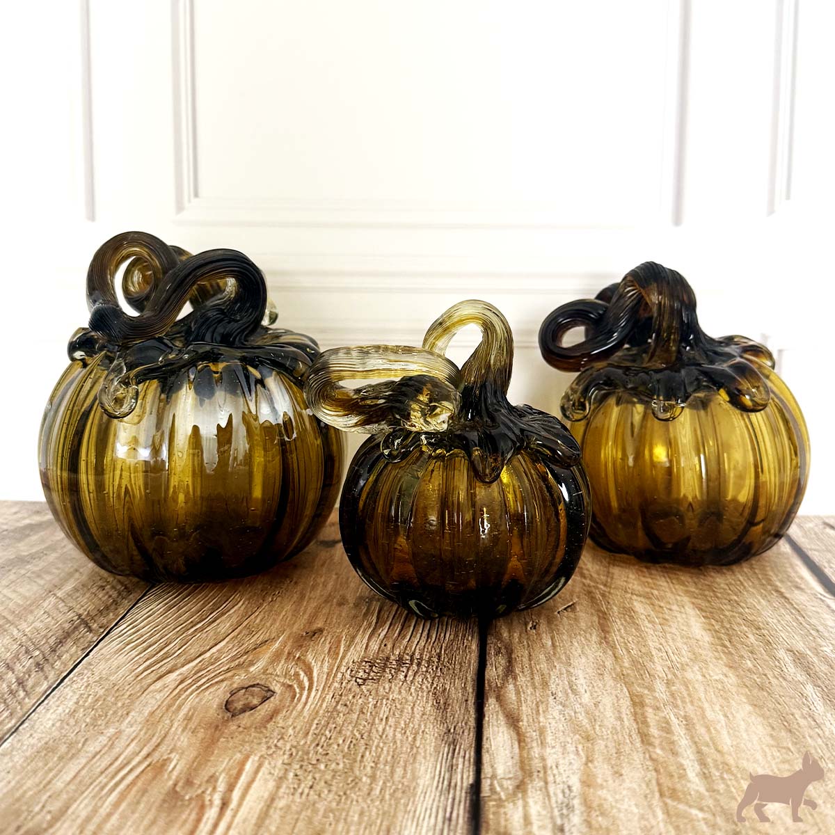 Kit de 3 Calabazas de Vidrio Soplado color ambar