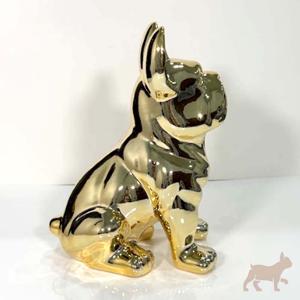Frenchie de cerámica oro