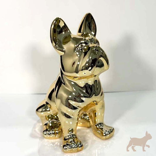 Frenchie de cerámica oro