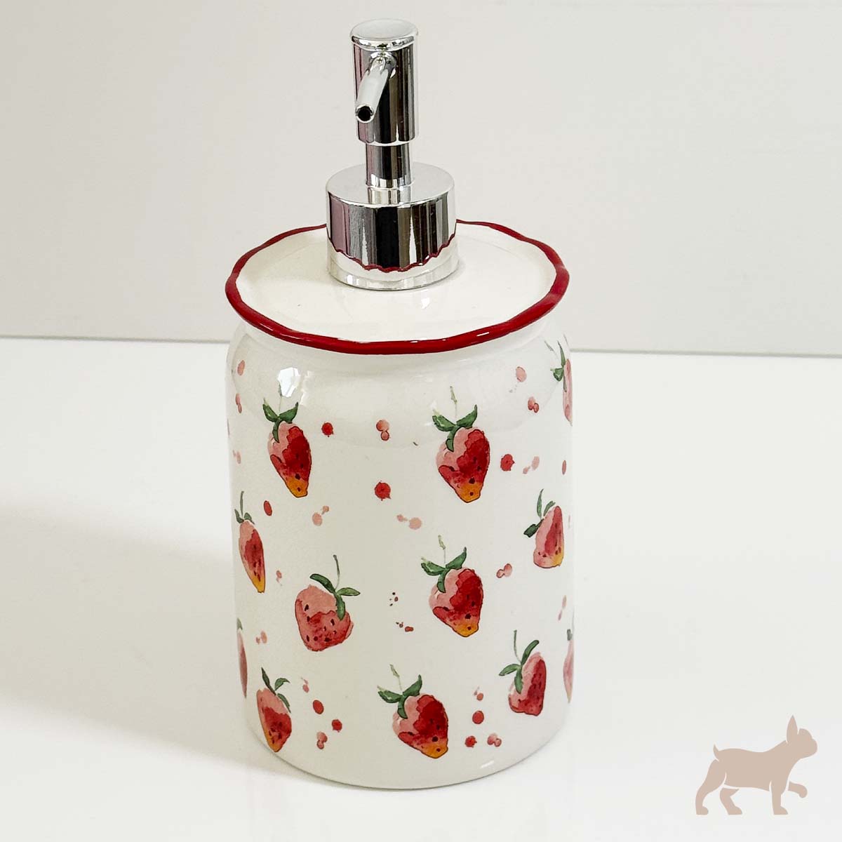 Jabonera para cocina de porcelana con diseño de fresa