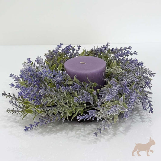Corona de lavanda con vela