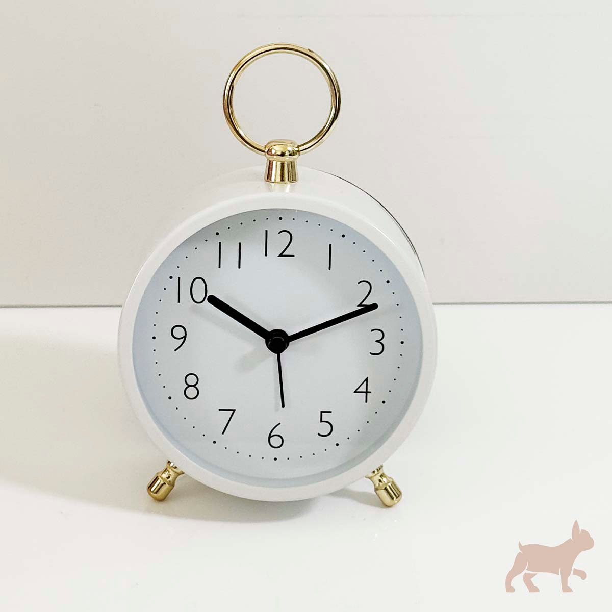 Reloj con alarma estilo Vintage blanco con oro