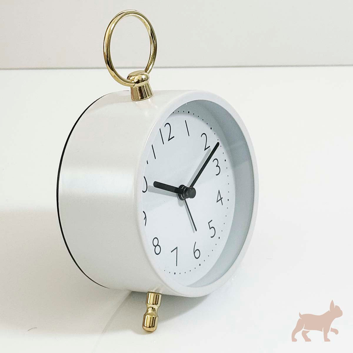 Reloj con alarma estilo Vintage blanco con oro