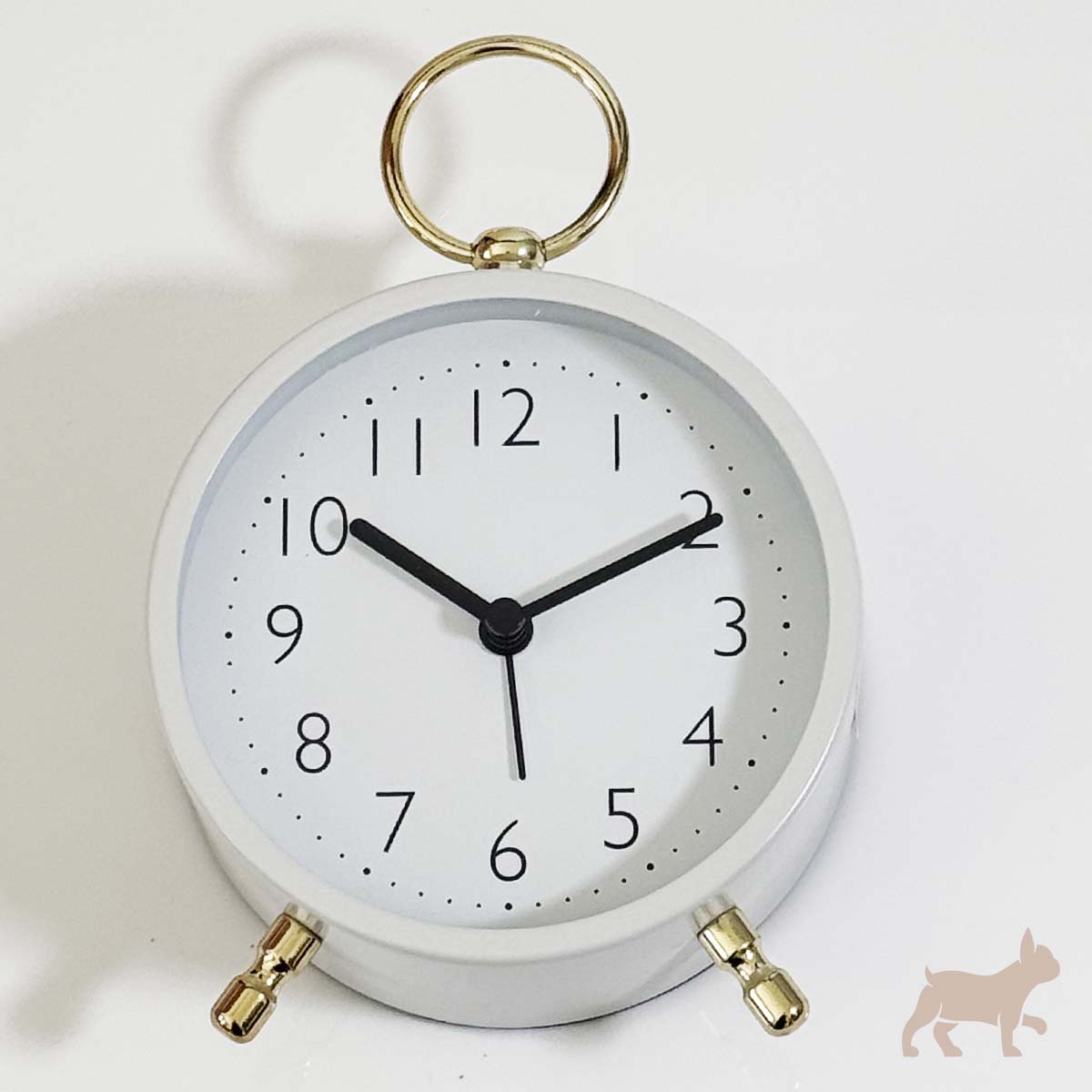 Reloj con alarma estilo Vintage blanco con oro