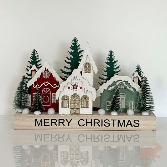 Villa Navideña Rojo, Verde y blanco