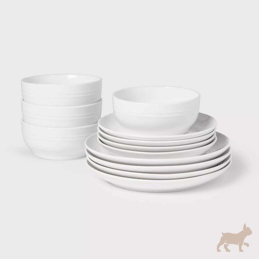 Set 12 piezas vajilla blanca