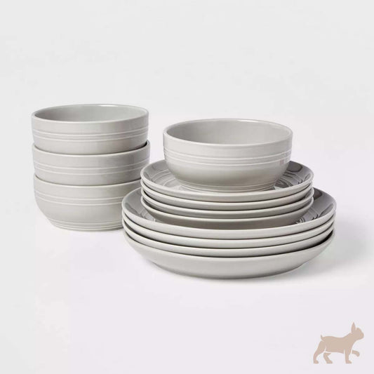 Set 16 piezas vajilla gris